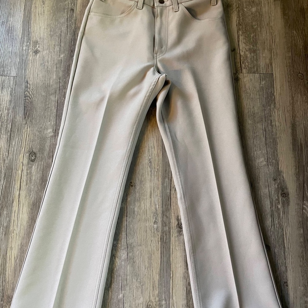 Vintage Levi's 70's 517 Beige Polyester Pants 32x33 - Bootcut Pants, Flare
